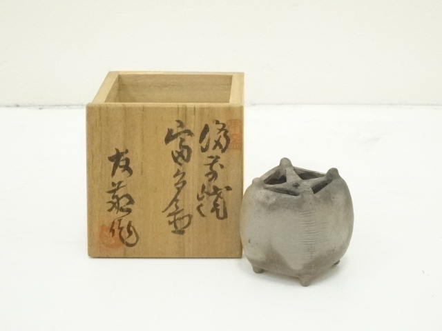 JAPANESE TEA CEREMONY / BIZEN WARE LID REST FUTAOKI BY YUKEI KIMURA 